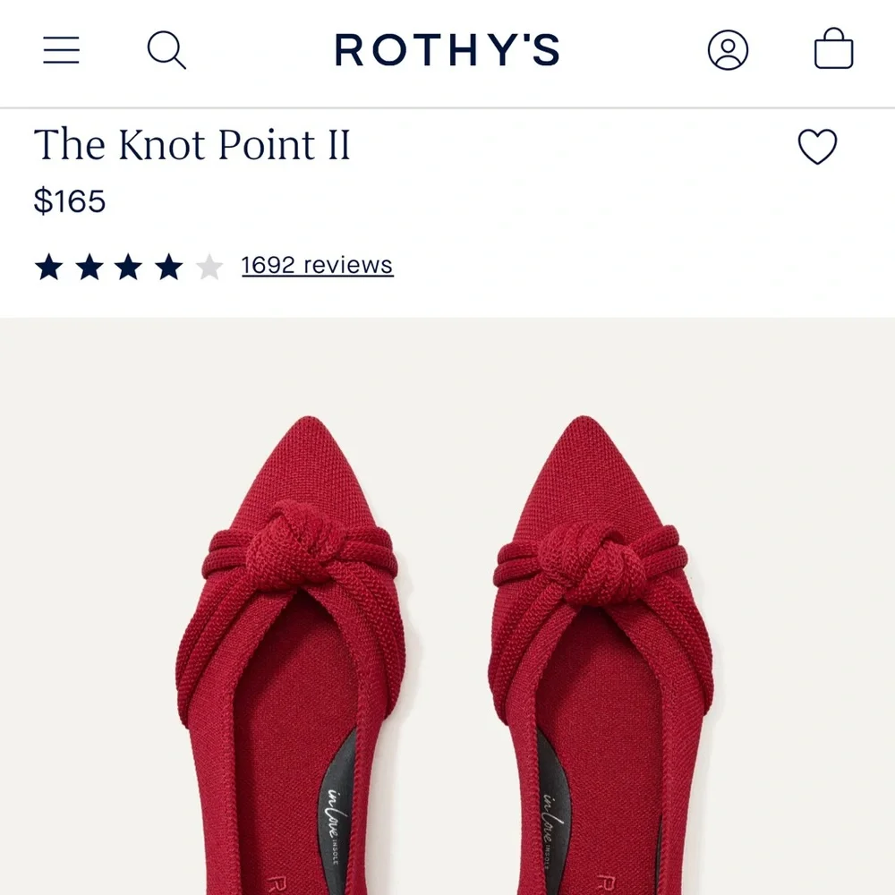 Rothy's Vibrant Red Knotted Flats - Picture 1 of 6